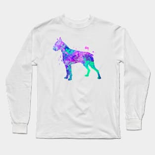 Boxer Dog Watercolor Painting (cropped ears) Long Sleeve T-Shirt